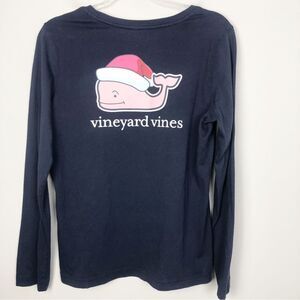VINEYARD VINES | Christmas Santa Whale Long Sleeve Navy Blue Tee Women’s Medium